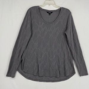 Simply Vera Wang Womens Medium Textured Knit Top Gray Long Sleeves Scoop Neck